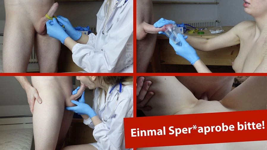 Untersuchung Geile Aerztin hilft mir in den Becher zu spritzen