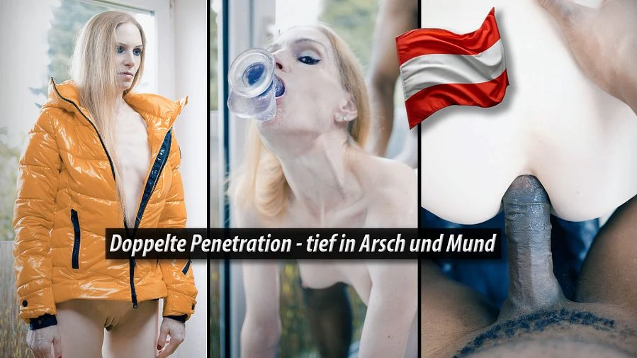 Doppelte Penetration tief in Arsch und Mund