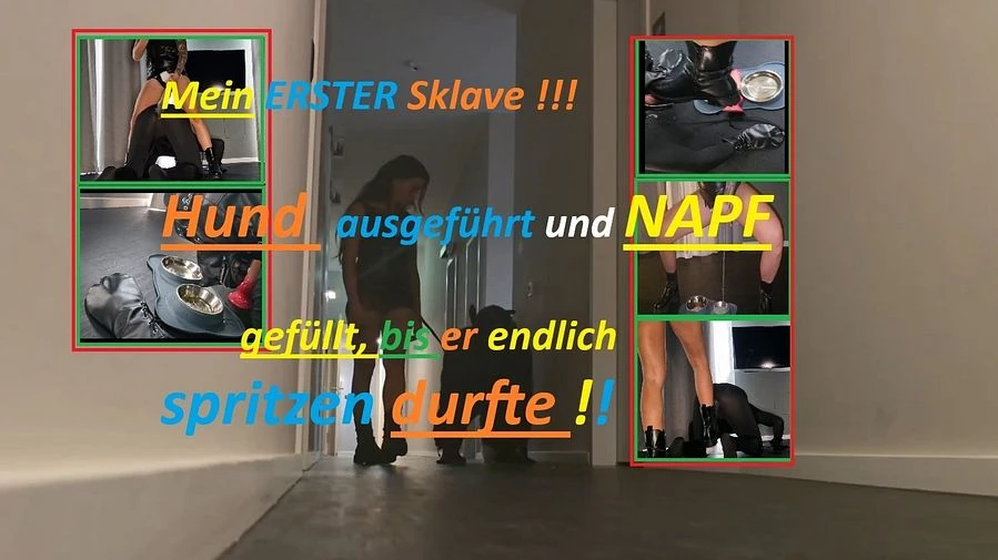Mein ERSTER SKLAVE braves Huendchen leckt meine Stiefel und spritzt sich hart durch seinen Anzug