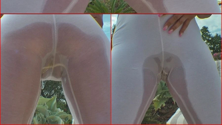 In die Weisse Leggings Gepisst