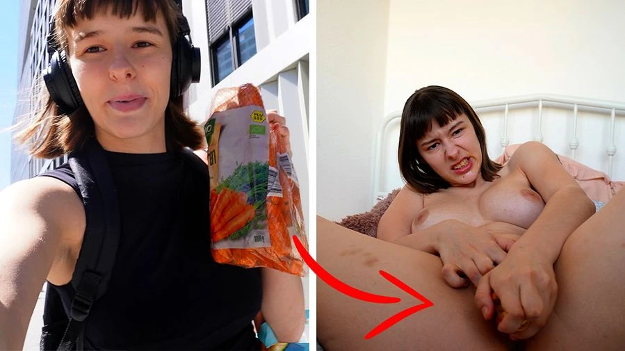 Hast du mal ein Moehrchen oder auch 2 oder 3 Ich stopfe meine Pussy mit dem geilen Gemuese