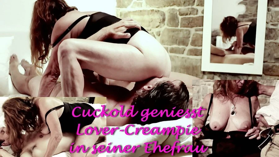 Cuckold geniesst den Lover Creampie in seiner Ehefrau