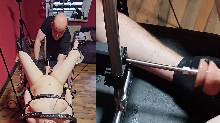 Und es geht in die 2 Runde auf der Fickmaschine Sie wird Fixiert und Angefickt