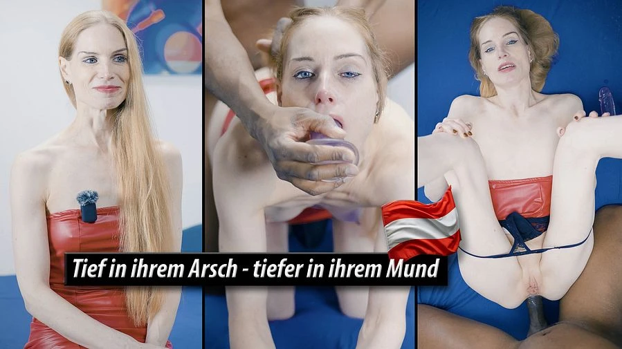 Tief in ihrem Arsch tiefer in ihrem Mund