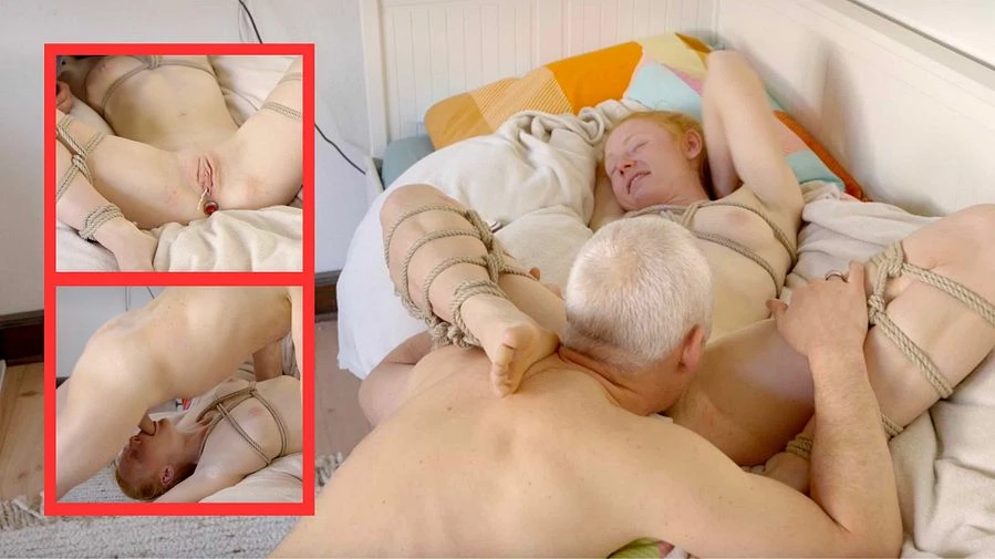 Bondage Phine liebt Deepthroat Analplug und ihren feuchten Hoehepunkt