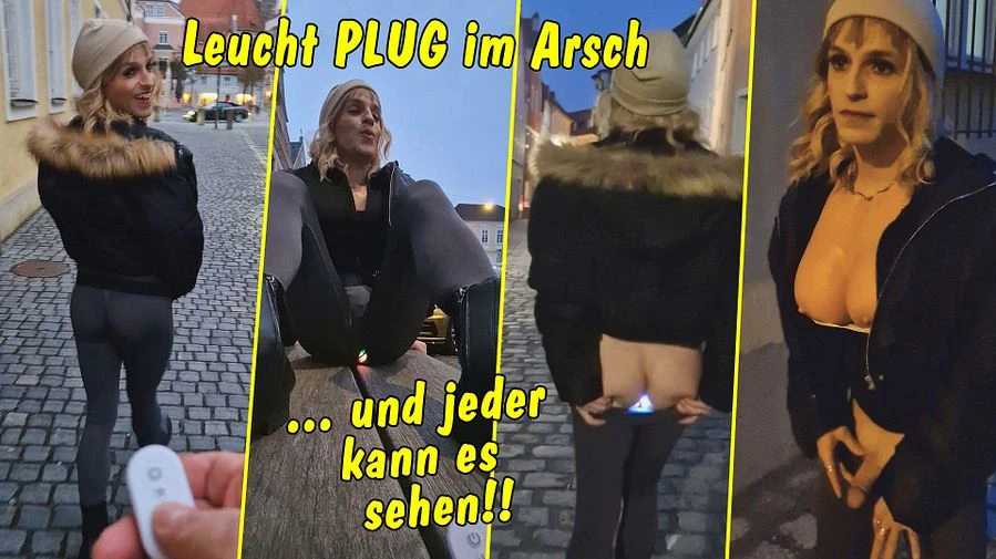 Public mit Leucht Plug im Arsch Und jeder kann es sehen
