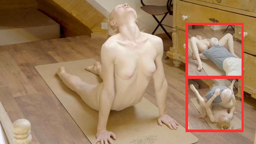 Phine beim Yoga ueberrascht geleckt gefickt