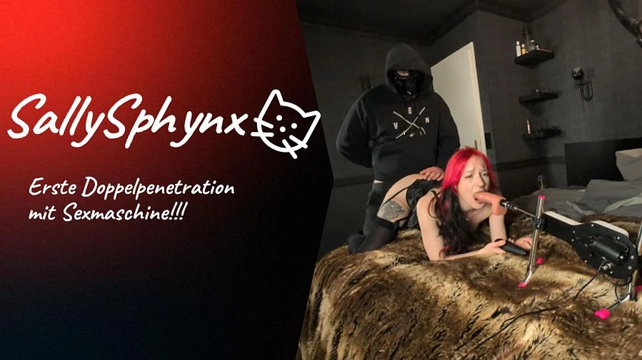 Erste Doppelpenetration mit Sexmaschine Meine Pussy und Mund werden gleichzeitig gefickt O