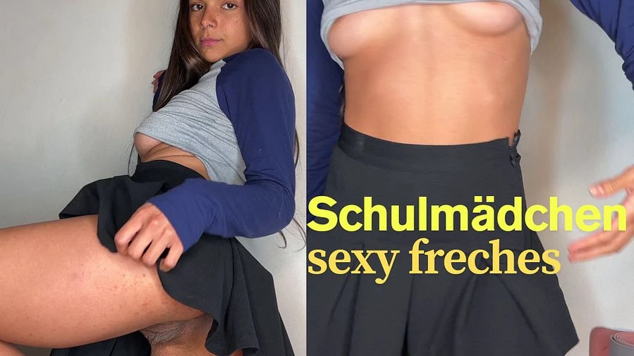 EmyRose als suesses Schulmaedchen Frecher Teaser mit Muschi Praesentation