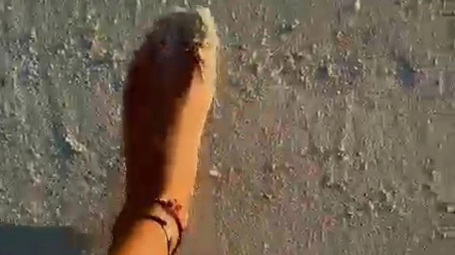 Fuesse die im Sand laufen