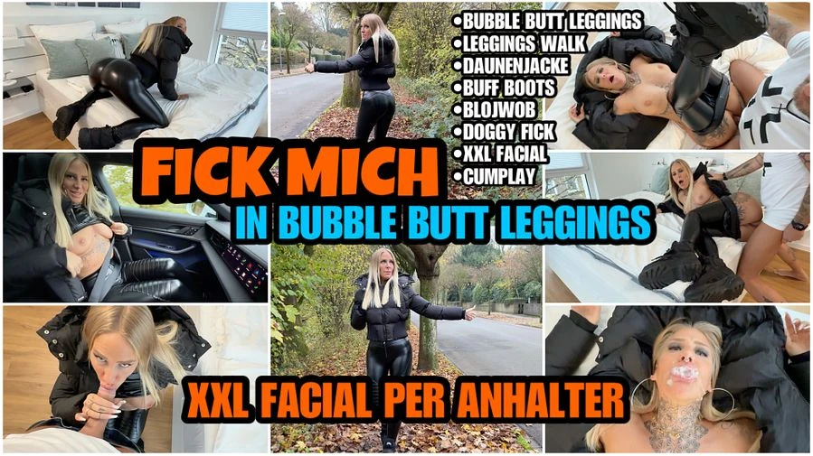 FICK MICH IN BUBBLE BUTT LEGGINGS XXL Facial per Anhalter