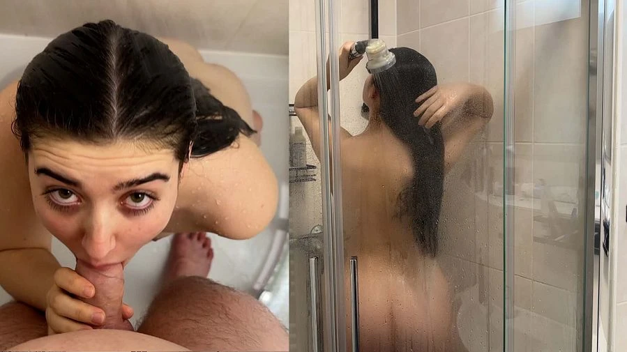 Mitbewohnerin schliesst ihre Tuer nicht ab Creampie in der Dusche