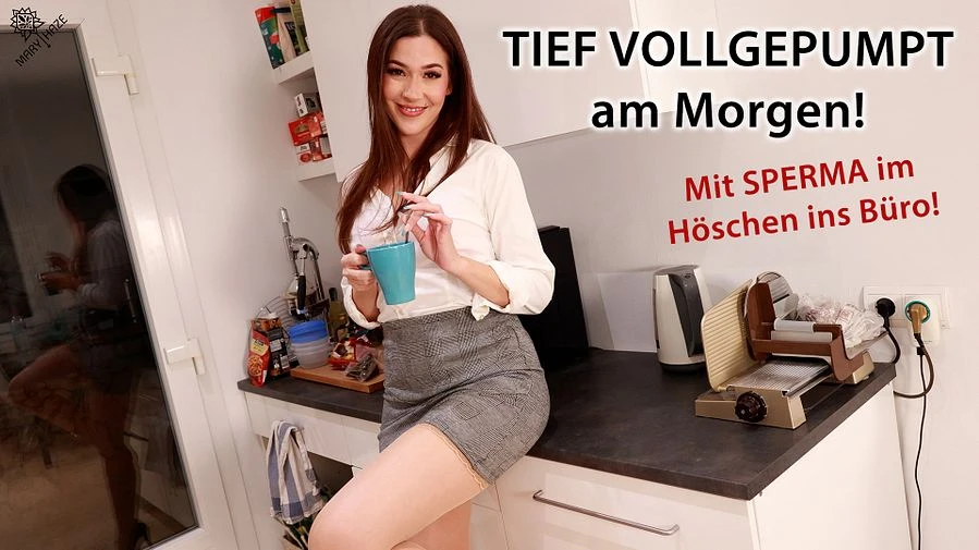 TIEF VOLLGEPUMPT am Morgen Mit SPERMA im Hoeschen ins Buero