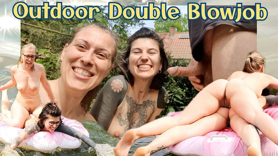 OUTDOOR DOUBLE BLOWJOB Pssst sonst hoeren uns die Nachbarn