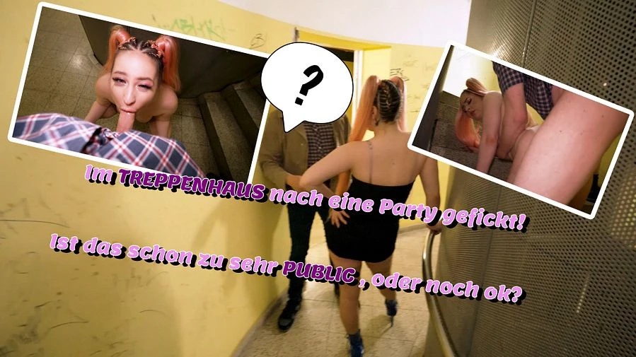 WTF Schnelle Nummer im TREPPENHAUS nach eine Party PUBLIC